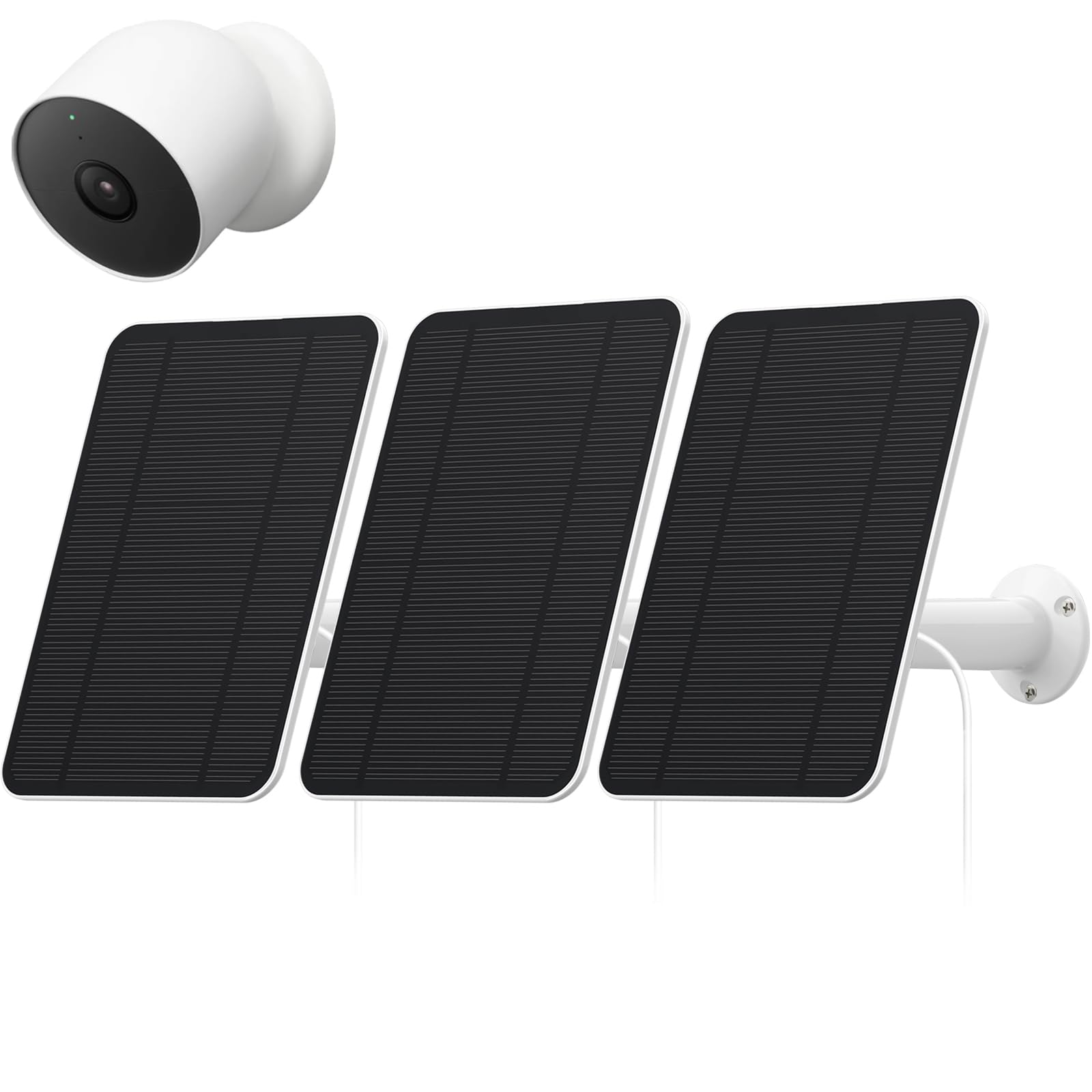 Solar Panel Compatible with Google Nest Cam Outdoor or Indoor(Battery)-2nd Generation,Includes Secure Wall Mount, IP65 Weatherproof,13.1ft Power Cable (3)