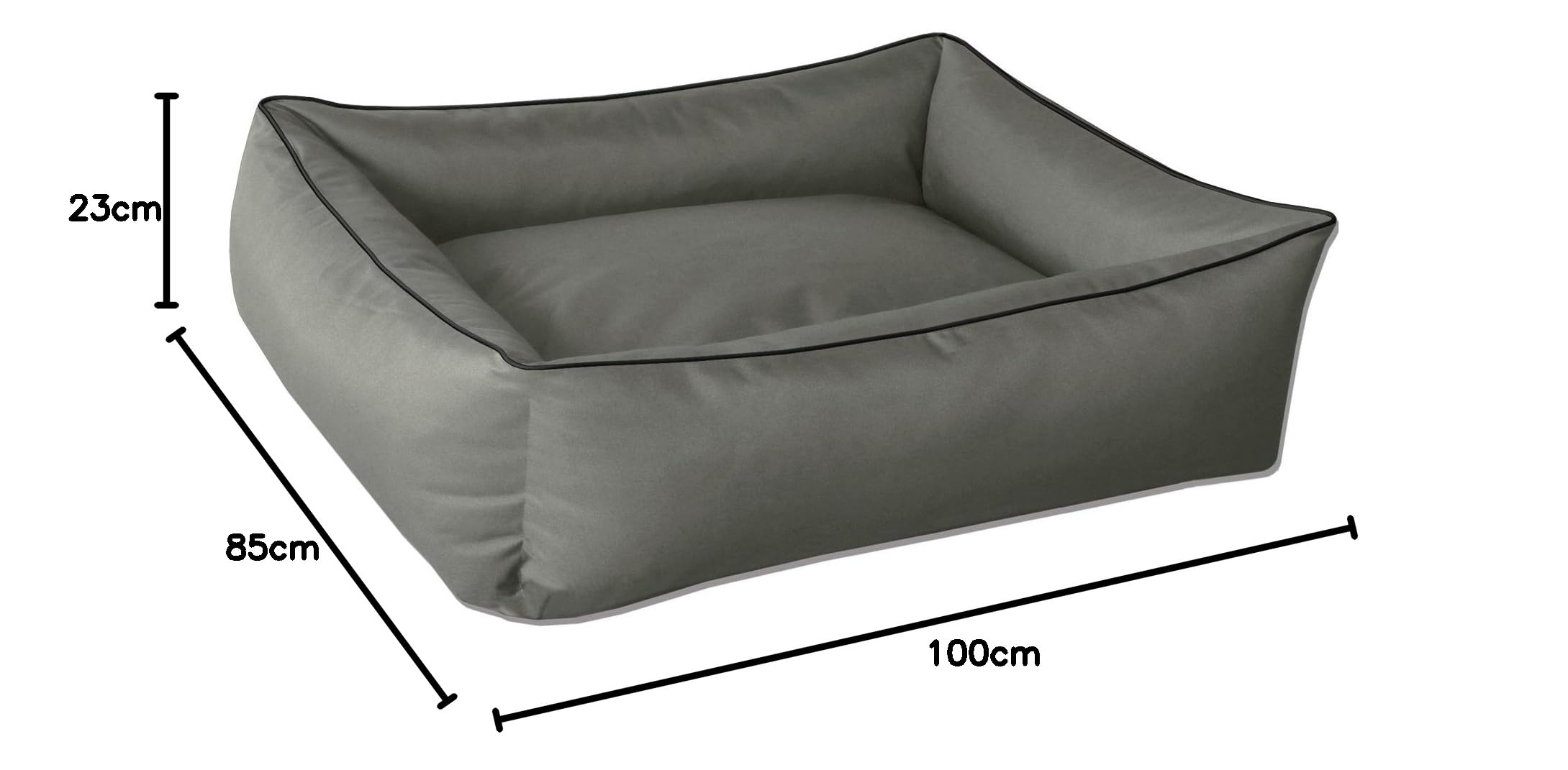BedDog Hundebett MAX, Hundekissen mit abziehbaren waschbaren Bezug, Hundekorb, Hundesofa, für mitel-große Hunde, XL, grau