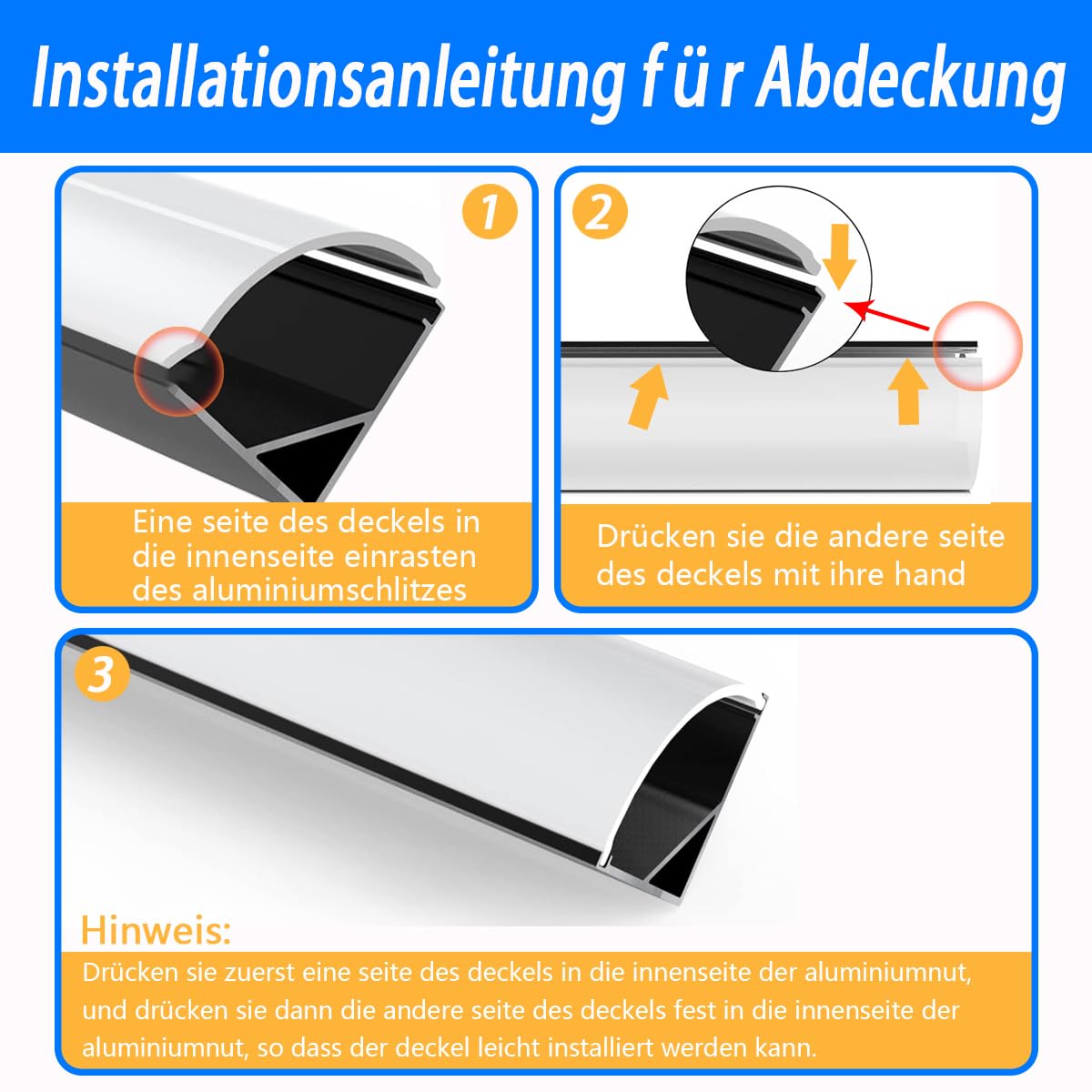 LED Kanal Schwarz, 6X1M Stripe Profil V Form Aluminium Profil für 10mm LED Streifen, Stripes Kanäle Leiste Aluprofil Eckprofil Strip Diffusor mit Milchig Weißer Abdeckung und 45 Grad Eckverbindern
