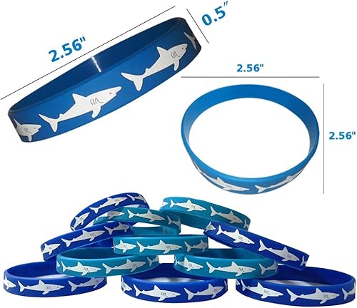 Miniatura 3 de CupaPlay 48 pulseras de goma para recuerdos de fiesta de tiburón, suministros de fiesta de cumpleaños de tiburón bajo el mar, rellenos de bolsas de