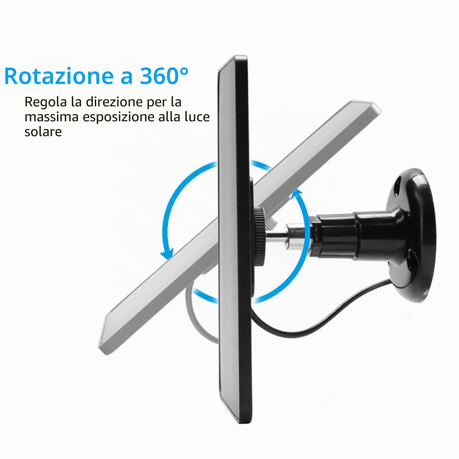 Pannello Solare per Telecamera di Sicurezza Wireless, Pannello Solare Micro USB Impermeabile 10 W per Montaggio a Parete Regolabile per Telecamera di Sorveglianza (Nero)