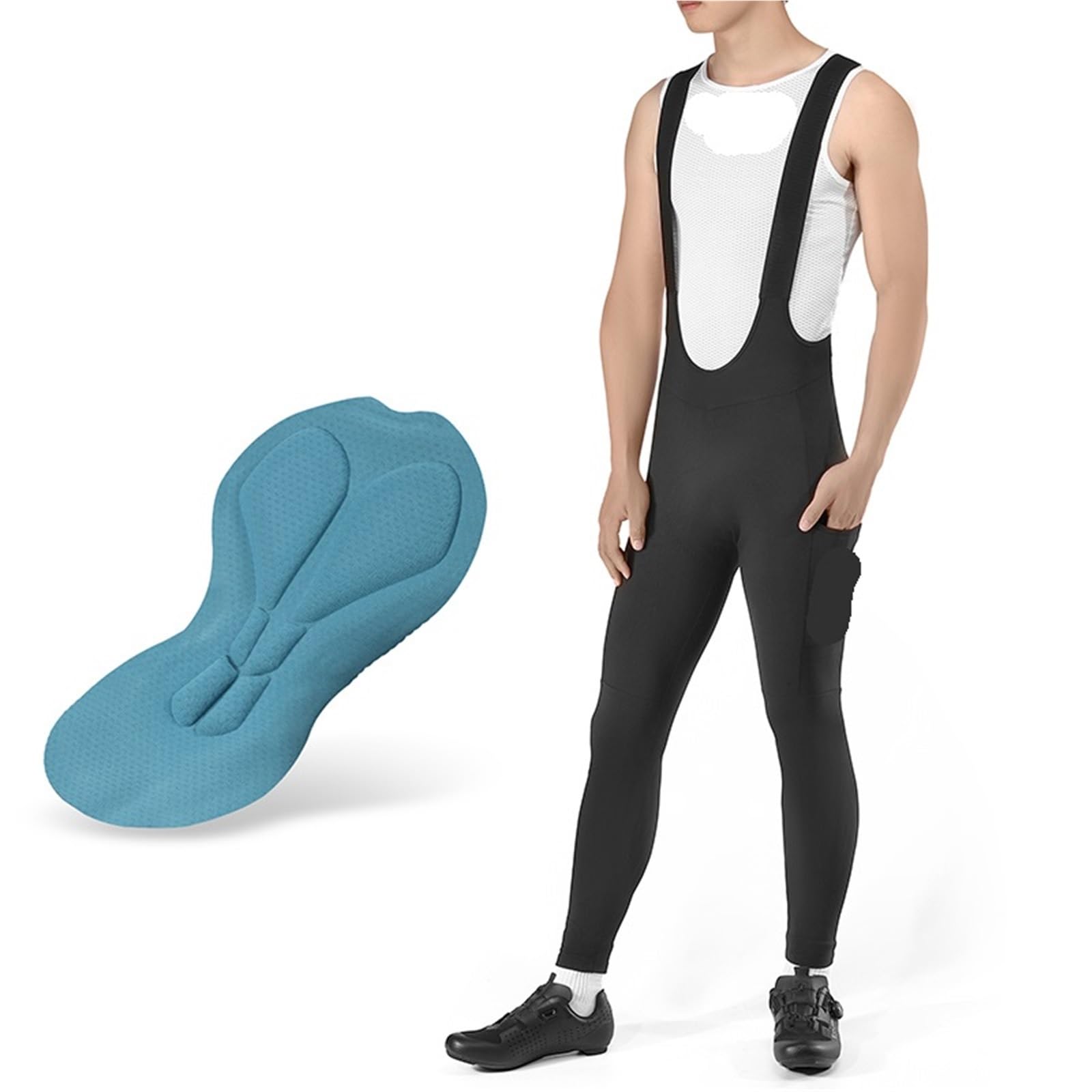 Culote con Tirantes Pantalones con Tirantes de Ciclismo for Hombre, Ropa térmica for Bicicleta de Carretera, Ropa Reflectante for Ciclismo de otoño, Invierno
