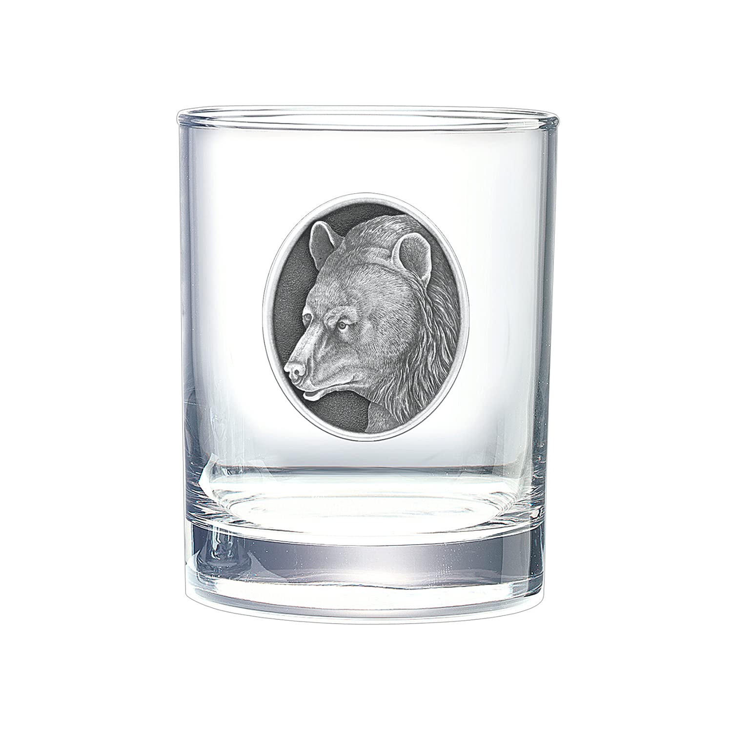 Heritage Pewter Black Bear Double Old Fashion | Double Rocks Glass 14 OZ for Liquor | Expertly Crafted Pewter Glass