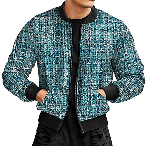Blouson hiver homme bleu clair motif géométrique taille M