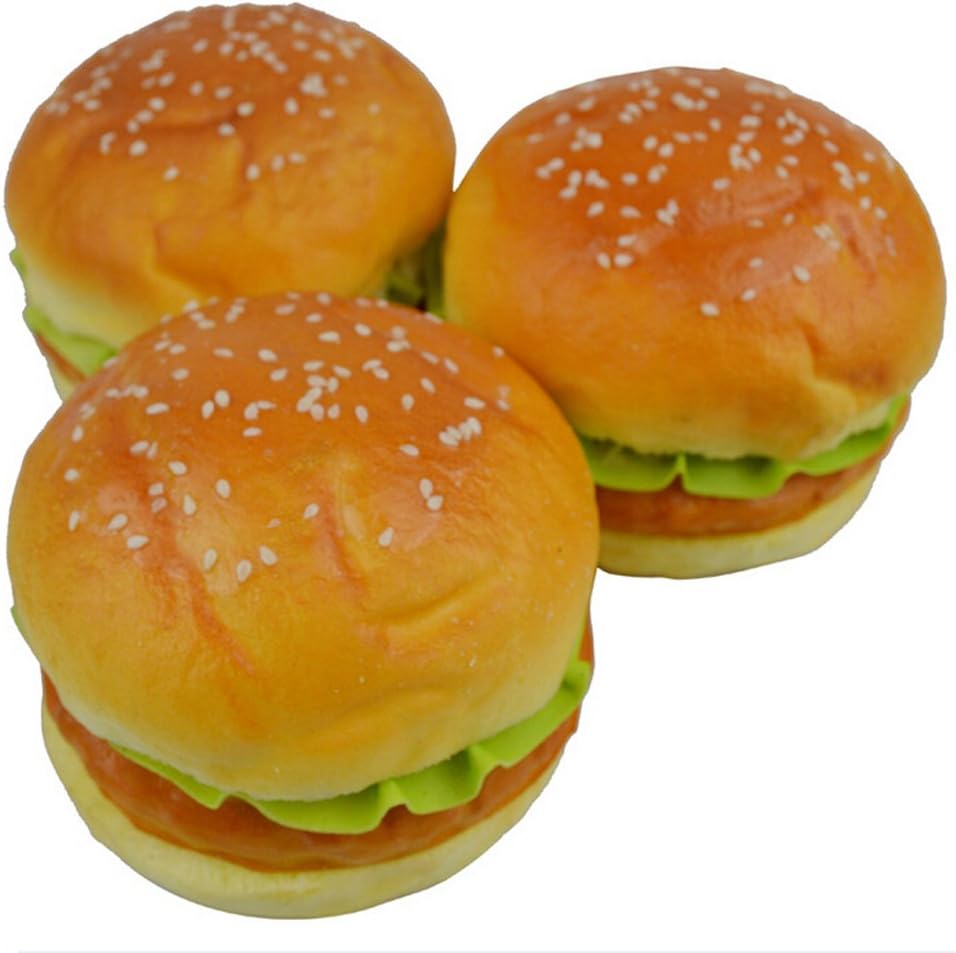 TOPHILL Hilltop PU Material Fake Cake Artificial Simulation Bread Decoration Model Kitchen Toys Photography Prop (Hamburger)