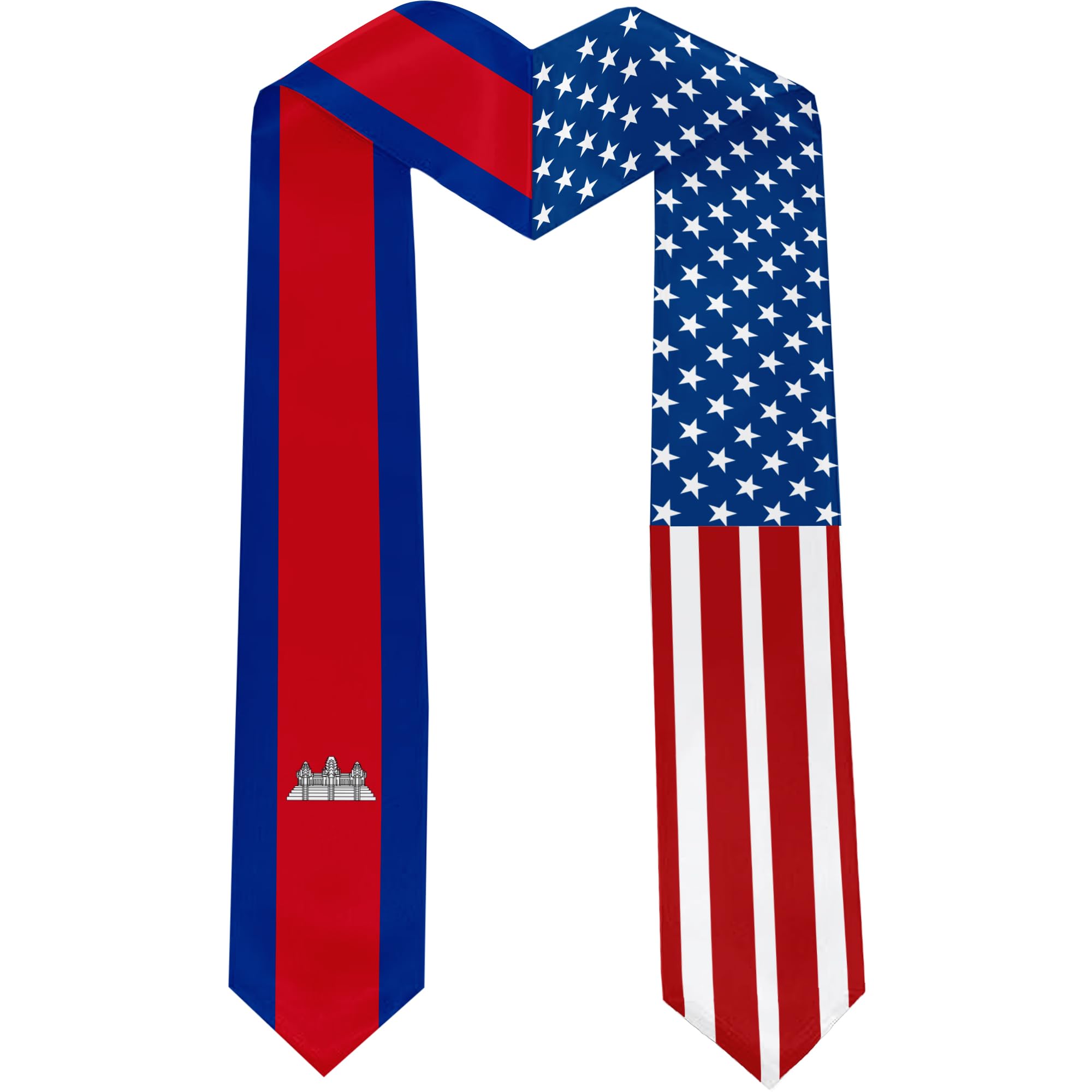 2025 Cambodia Flag and USA Flag Graduation Stole Graduation Sash Class of 2025 Graduation Scarf for International Student (Baccalaureate Gown and Hat Not Included)