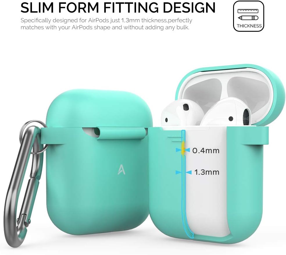 AhaStyle Upgrade Silicone Case Protective Cover [Front LED Visible] Compatible with Apple AirPods 2 & 1 (Mint Green) thumbnail