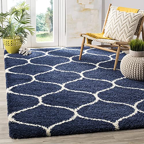 Image of F R Creation Shaggy Carpet Solid Plain Fluffy Fur Rectangular Rugs for Bedroom Living Room Microfiber & Polyster Modern Interior Floor Size 6X8 Feet Blue mandinr