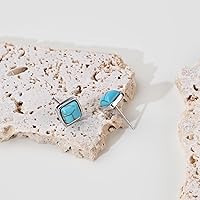 Vista 23 de Tibetan Turquoise Earrings 925 Sterling Silver Post Stud Boho Gemstone Hypoallergenic Handmade Earrings for Women Trendy Fashion