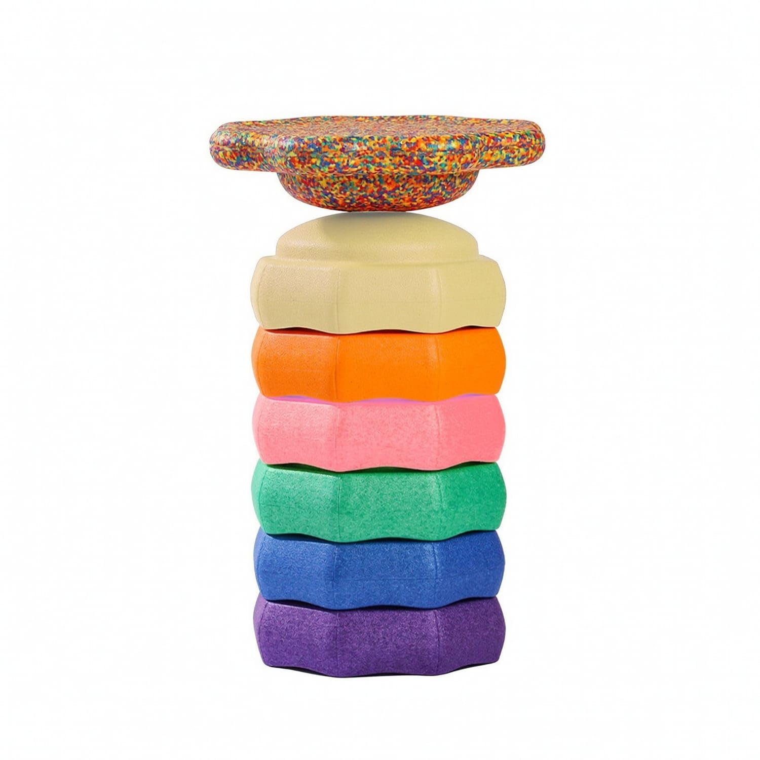 7 Pieces Balance Stepping Stones Stackable Sensory Stepping Stones Odorless Toy Textured for Children, Toddlers, Children, Playroom, Classroom, Rainbow 6+1 SET 4-image-25