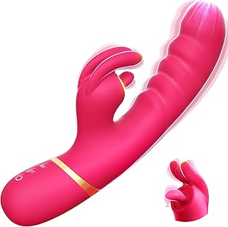 Rabbit Vibromasseurs Feminin, Triple Léchage Clitoridienne Sex Toýs Femme 12 Modes de Vibration, Tige Épaisse en Silicone Gode Vibro-masseur Sextoyse, Vibrateures Sexetoyfemme Jouet Adulte 23cm