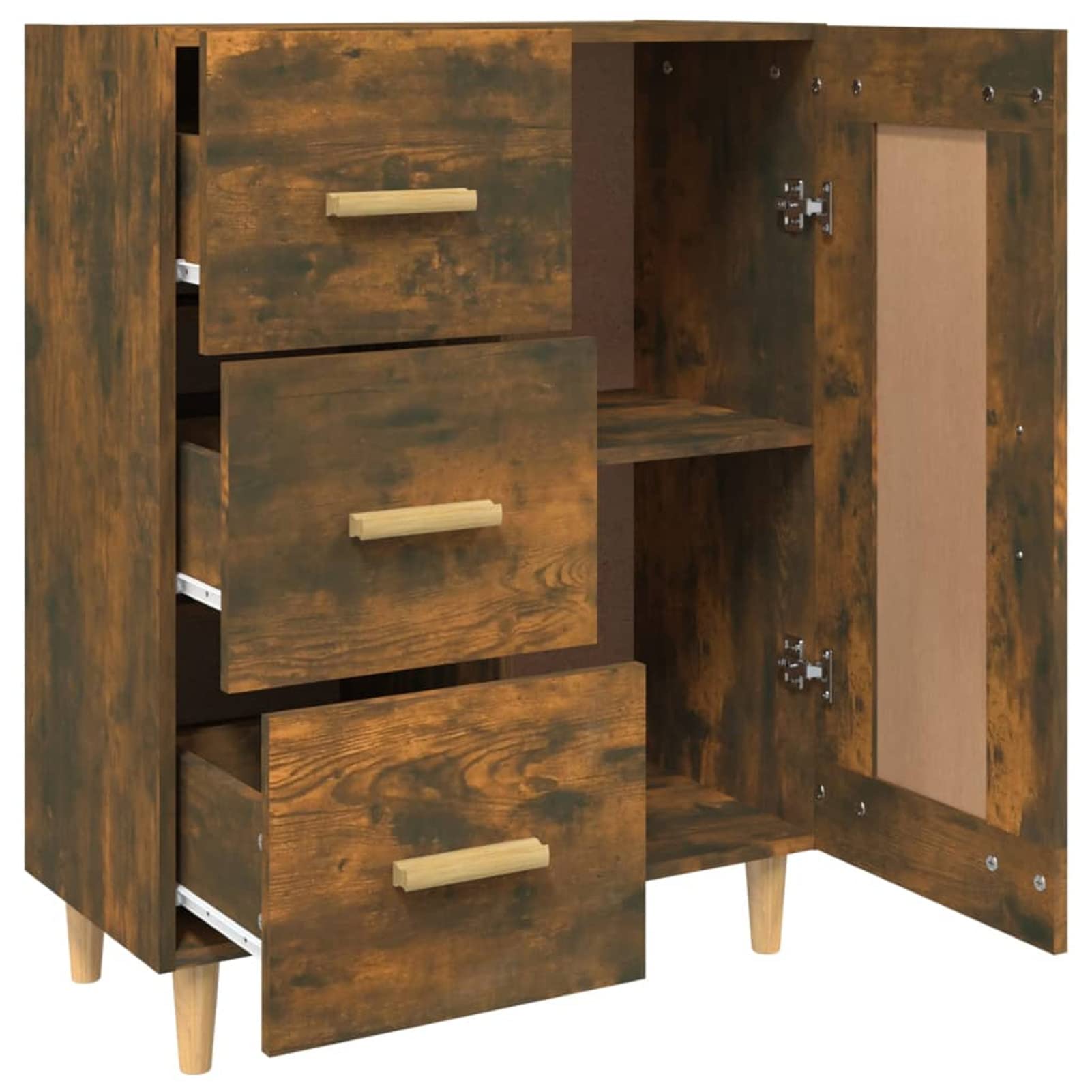 Tidyard Buffet Bois Buffet Cuisine Commode Meubles Rangement Organisateur de Maison 69,5x34x90 cm Bois d'ingénierie Chêne fumé
