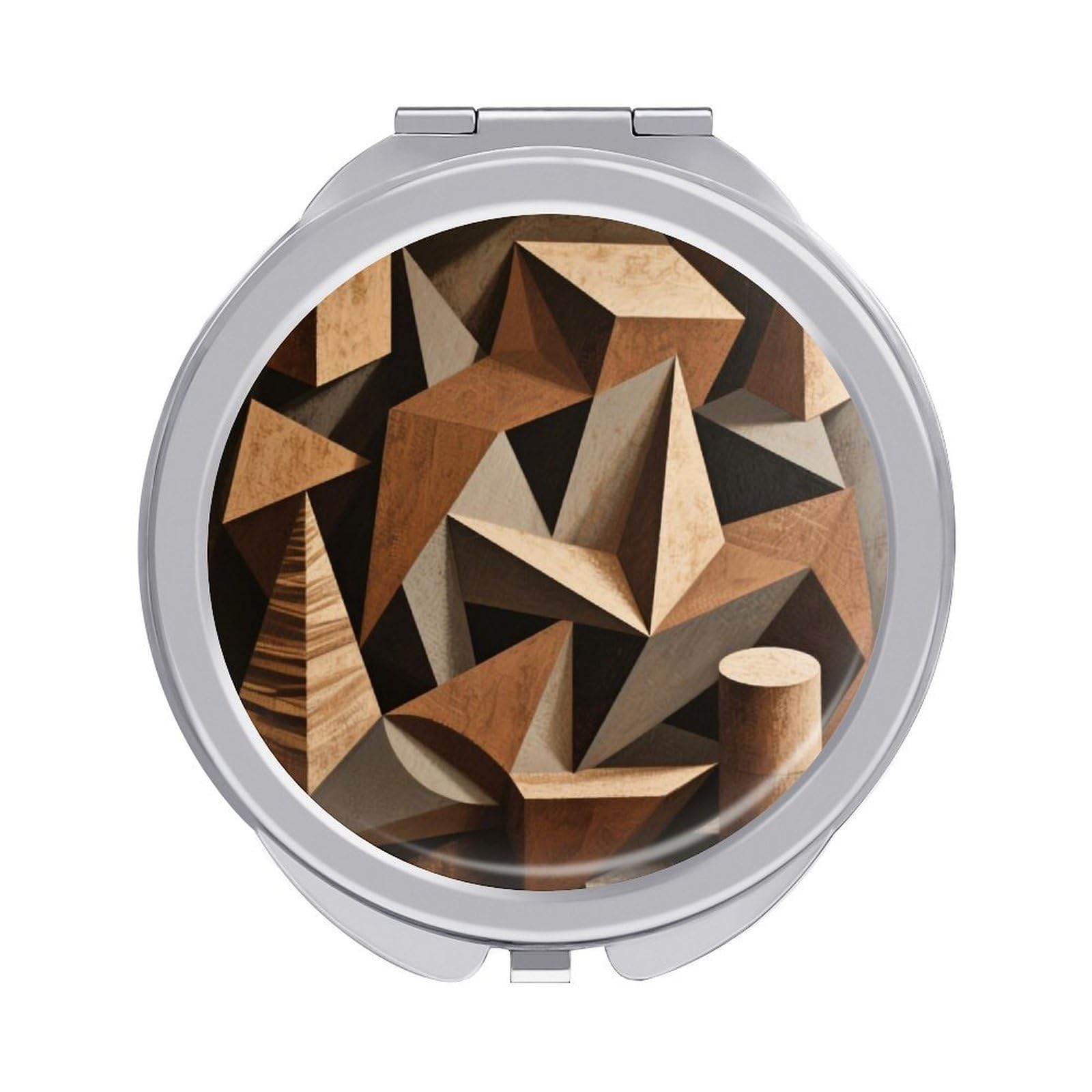 Fekiloot Style Geometry Travel Makeup Mirror Handheld Compact Mirror Portable Pocket Mirror Double-Sided 1X/2X Magnifying For Handbag And Purses