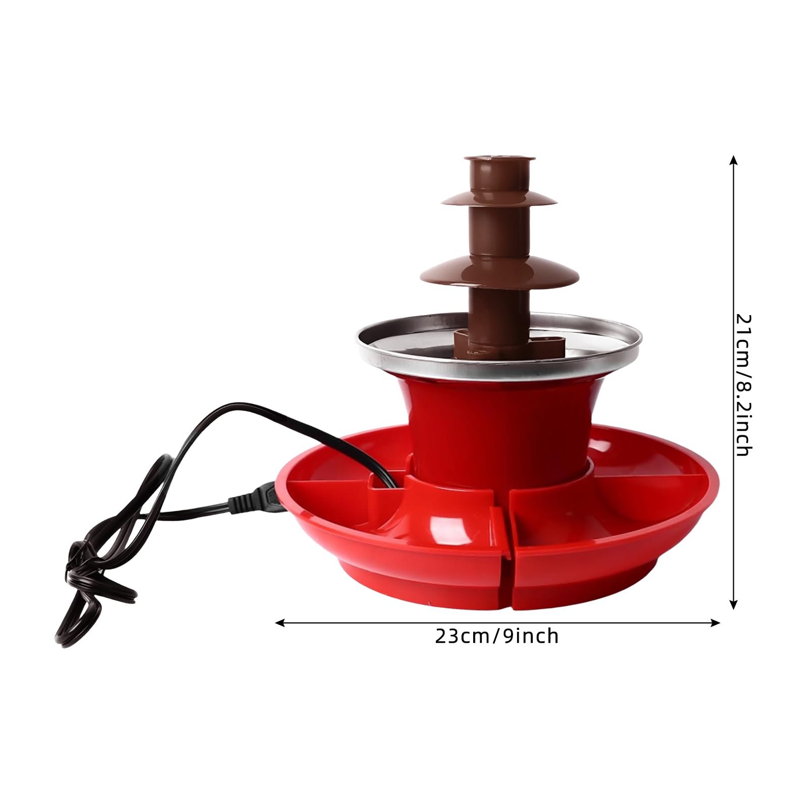 Fontana di cioccolato elettrica a 3 livelli, 35 W, per feste (marrone) | Fontana di cioccolato in acciaio inox 304, per 3-5 persone, per feste di famiglia e dessert