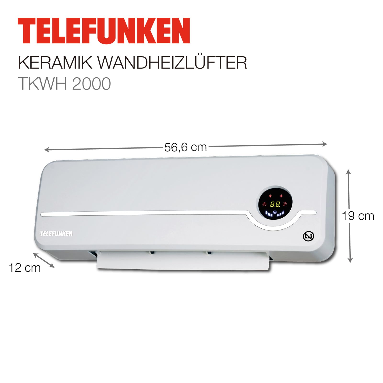 Telefunken TKWH 2000 Keramik-Wandheizlüfter mit Oszillation und Temperaturregelung