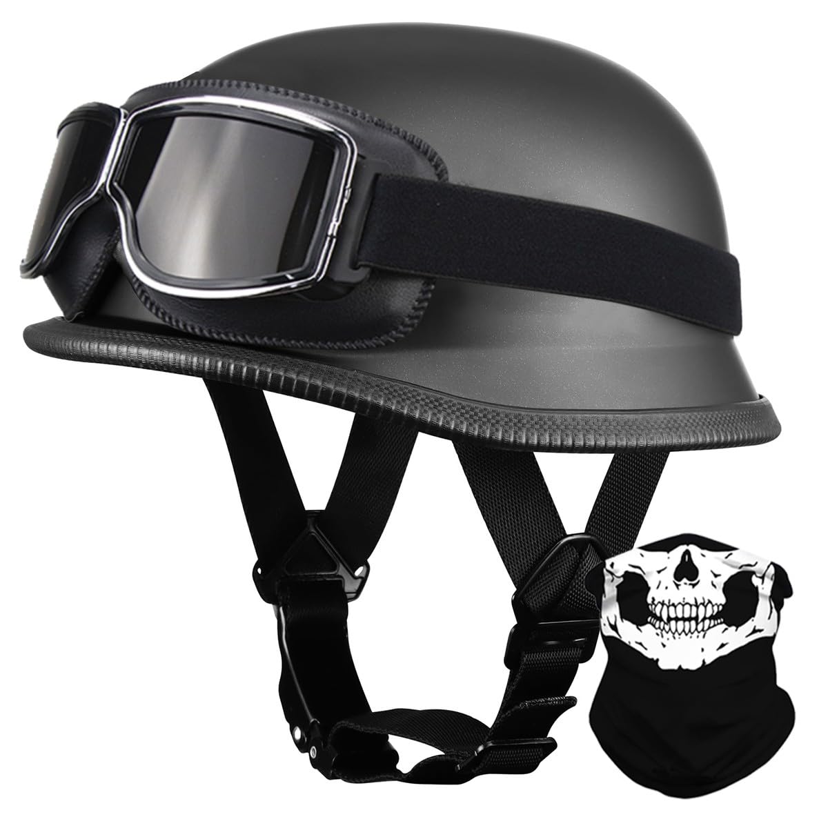 Tedesco Casco Adulti Caschi Moto Jet Casco Retrò Mezzo con Fibbia Sgancio Rapido Regolabile Retro Open Face Donna Certificato ECE Vintage Street Bike Touring Cruiser