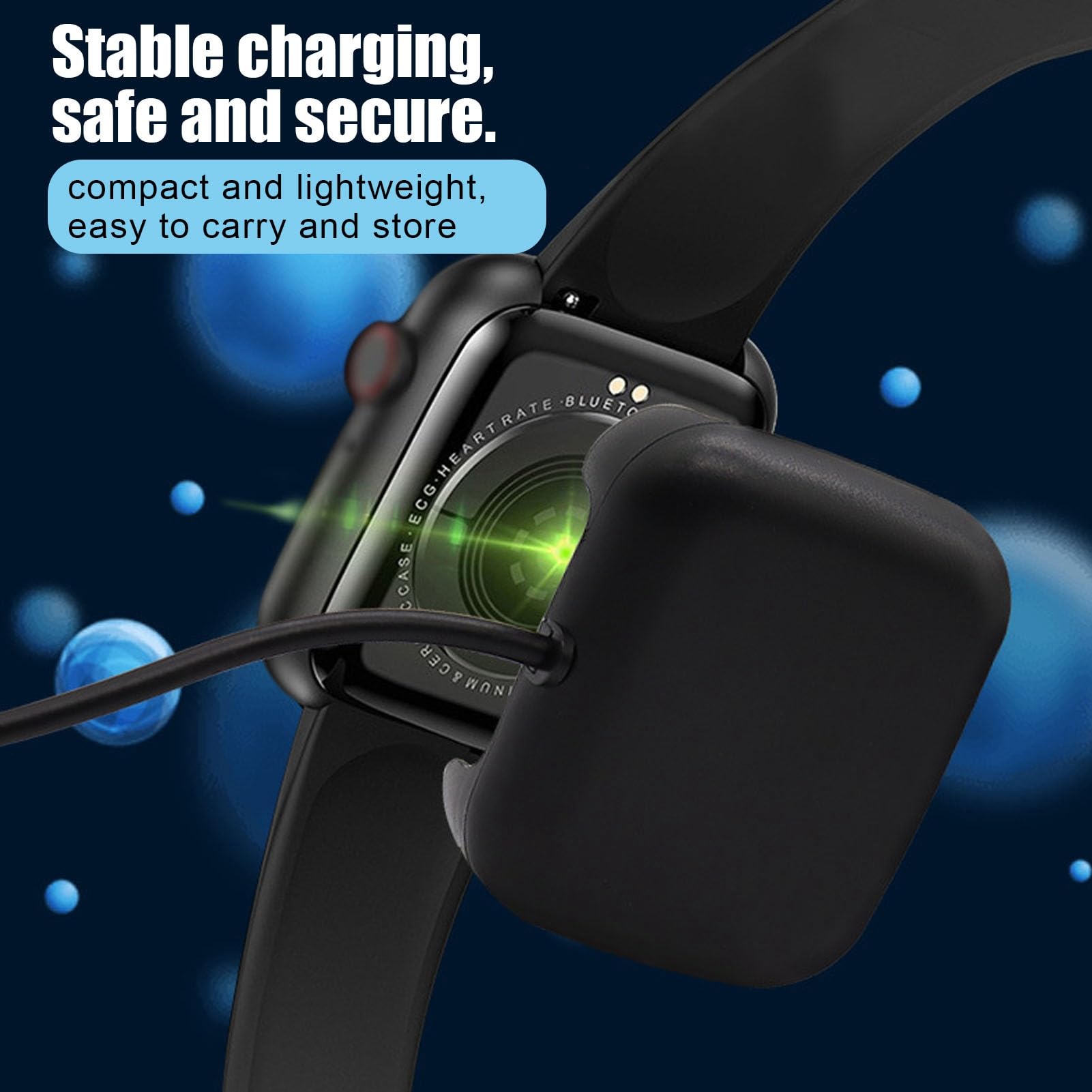 Supporto Caricatore per Smartwatch, Base Ricarica USB Compatto per Orologio Smartwatch, Accessorio Organizzatore per Scrivorio e Comodino (Nero)