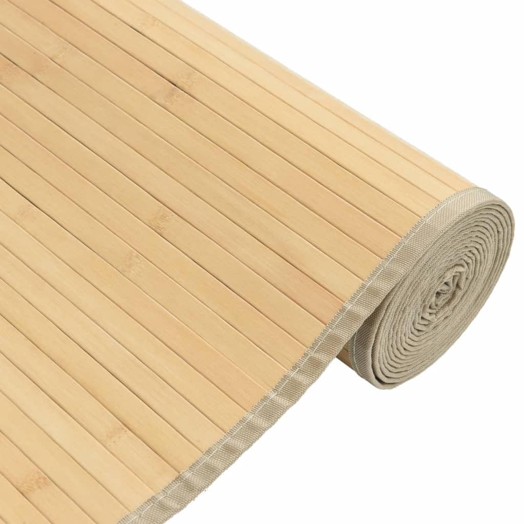 Bambusteppich 80x200 cm Teppich Rechteckig aus Bambus Naturfarben Rutschfester Läufer für Wohnzimmer Küche Flur und Esszimmer Natürlicher Holzteppich Helles Naturholz