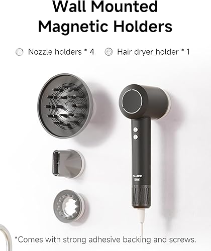 Miniatura 8 de PLUZZ Secador de pelo profesional con difusor para cabello rizado, secador iónico negativo de 1,312.3 ft para secado rápido, motor sin escobillas de