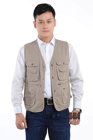 Elonglin Mens Photography Fishing Vest Multi-Pocket Waistcoat Jacket Gilet