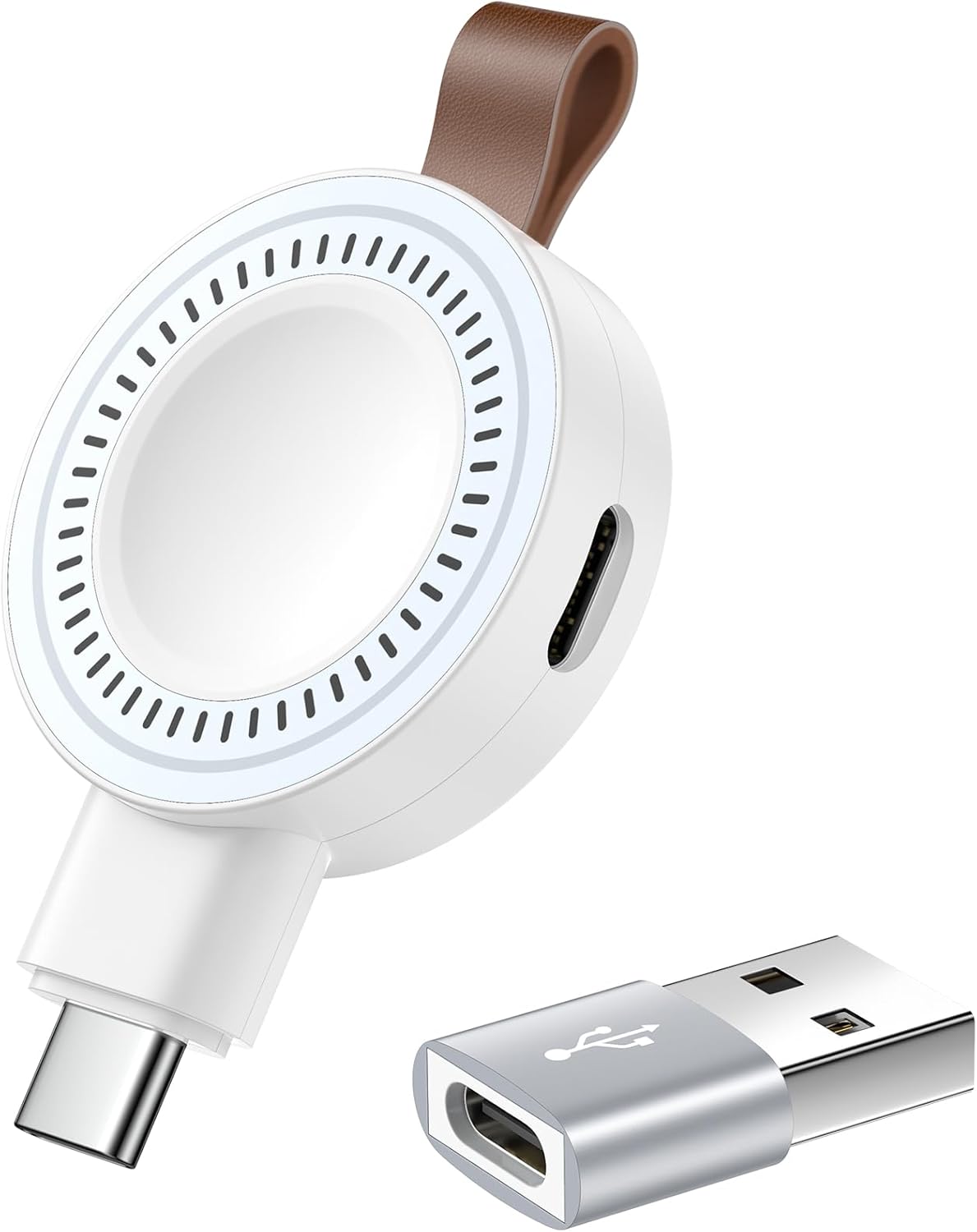 Apple Watch Car Charger Fast Charging, 2-in-1 Portable iWatch USB & USB C Charge Cable Adapter for Travel, Home, Magnetic Wireless Charger for iWatch Series Ultra3/Ultra2/11/10/9/8/7/6/5/4/3/2/SE2/SE