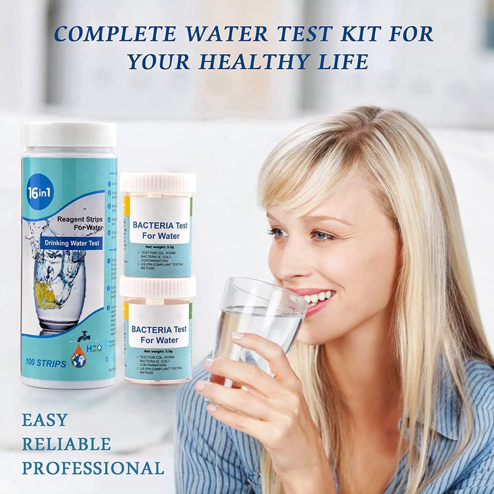 5X Kit Completo per il Test 'Acqua 17 In 1 per La Casa, 500 Strisce + 10 Kit per il Test 'Acqua per il Test Facile 'Acqua Potabile, PH,