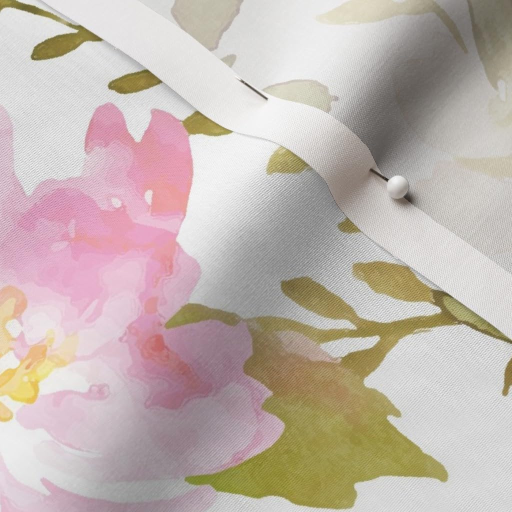 Spoonflower Fabric - Watercolor Pastel Floral Flora Flowers Nursery Roses Modern Printed on Cotton Poplin Fabric by The Yard - Sewing Shirting Quilting Dresses Apparel Crafts