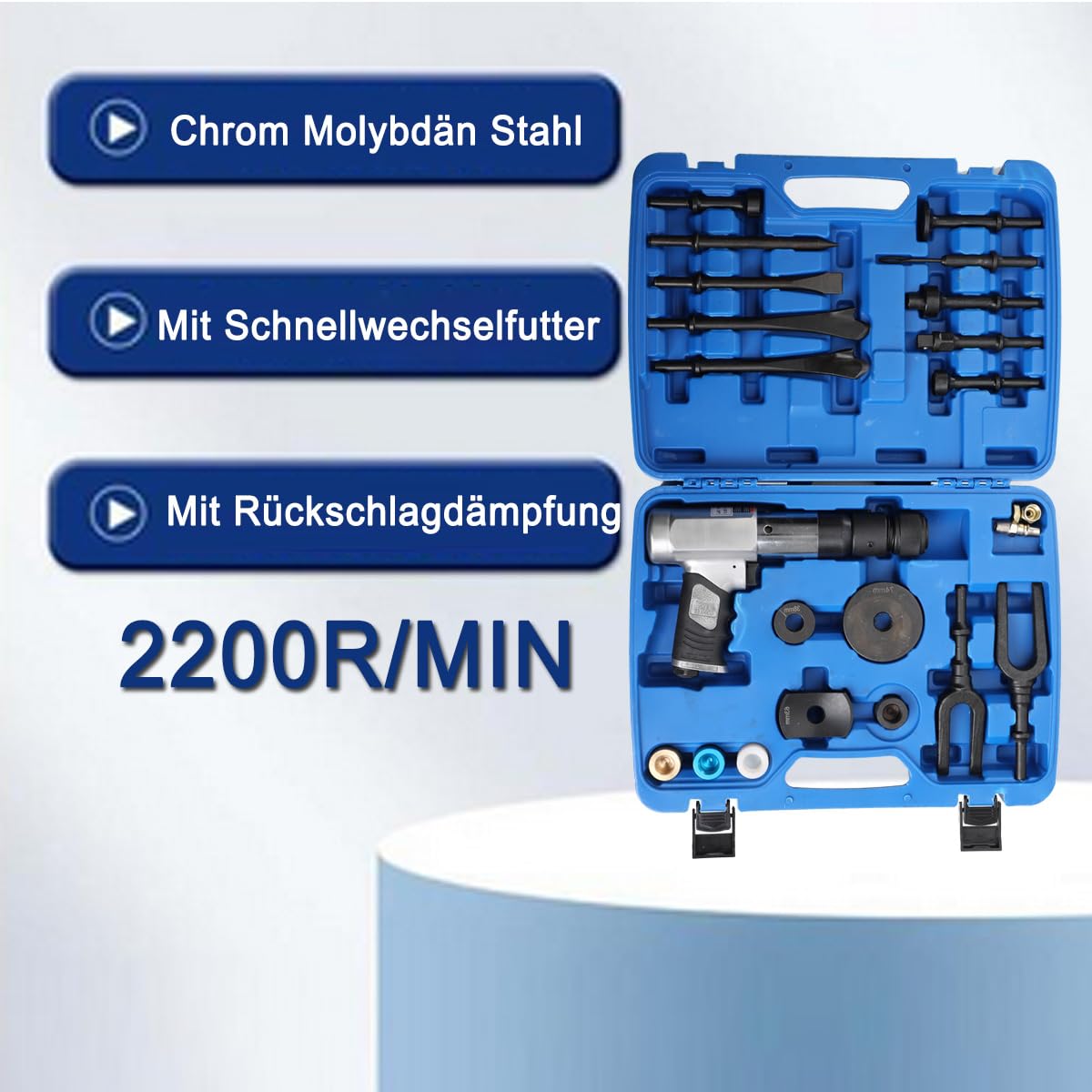 Lufthammer Pneumatischer Betonbrecher Kugelgelenk Auto Reparaturwerkzeug Entferner Flachpunkt Meißel Flugzeug Lufthammer Kit Pneumatische Trenngabel Air Hammer Kit