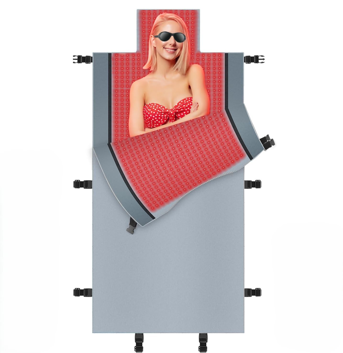 Kaoudt 2025 New Dual Wavelength LED Beads 660nm&850nm Red Light Therapy Mat Full Body Used to Relieve Pain 73''x 33'' (Gray)