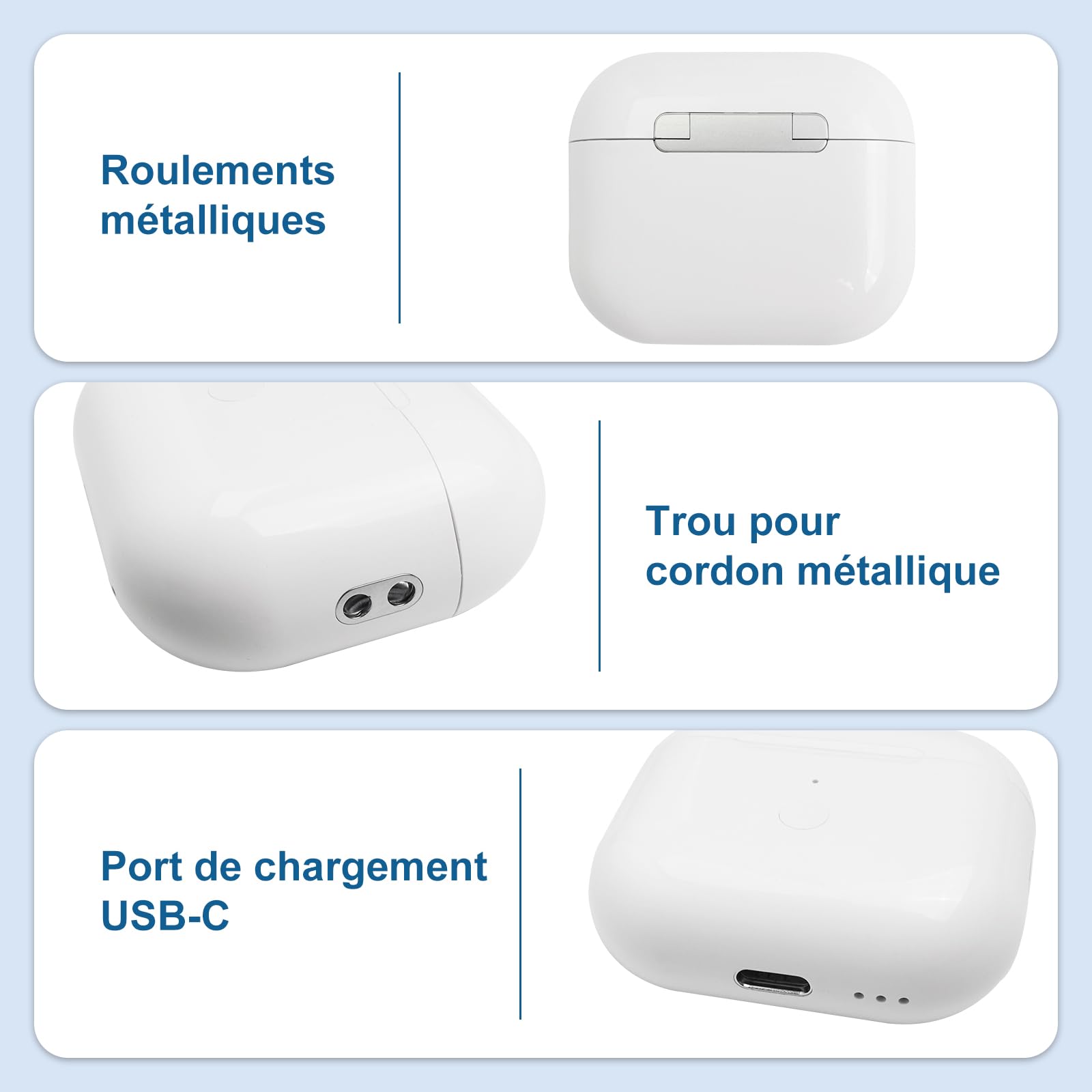 EFAITH Boîtier de Charge sans Fil Compatible Air Pod 3, Remplacement de Boîtier Recharge sans Fil avec Bouton de Couplage Compatible (Pas d'écouteurs)
