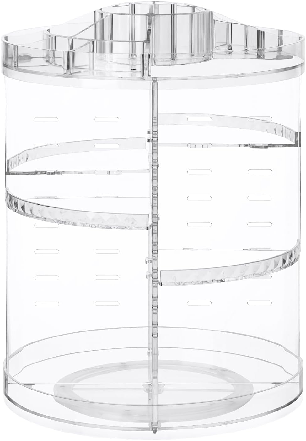 LileZbox 360 Rotating Makeup Organiser, Lilebox 360-Degree Adjustable Makeup Drawer, Fits Jewelry, Brushes,Lipsticks and Creams, 8 Layers Bathroom Storage - Crystal Clear