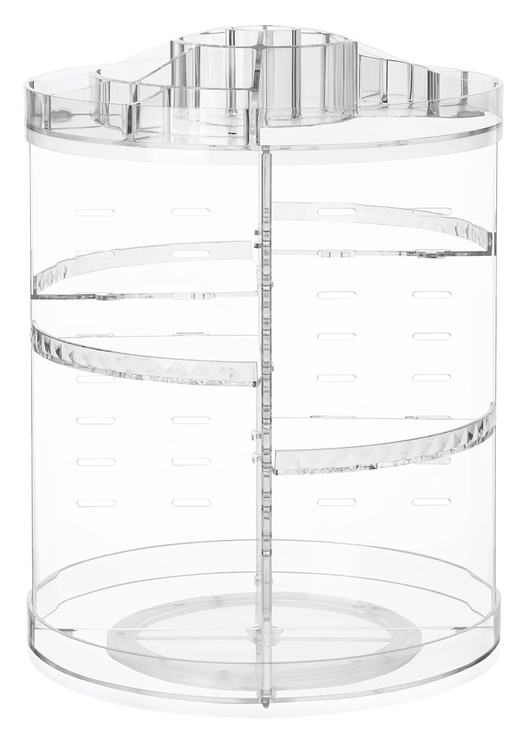 LileZbox 360 Rotating Makeup Organiser, Lilebox 360-Degree Adjustable Makeup Drawer, Fits Jewelry, Brushes,Lipsticks and Creams, 8 Layers Bathroom Storage - Crystal Clear