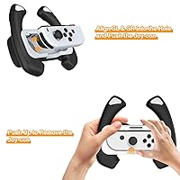 Vista 3 de Wiilkac Steering Wheel Controller for Nintendo Switch & Switch OLED, Racing Games Removable Accessories Joy Con Controller Grip for Mario Kart, Pack