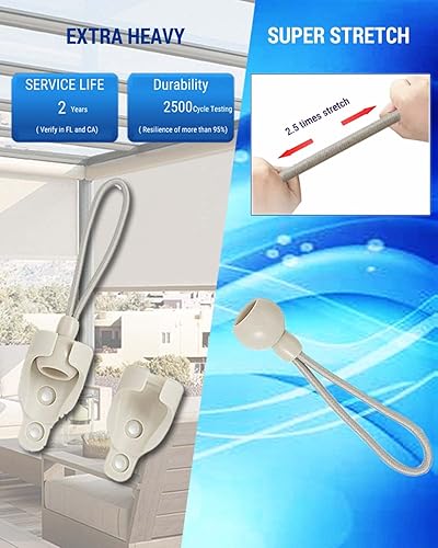 Miniatura 4 de Piezas de repuesto para sombra, amarres elásticos y tapa de extremo, compatibles con persianas enrollables Coolaroo para exteriores, parasoles para