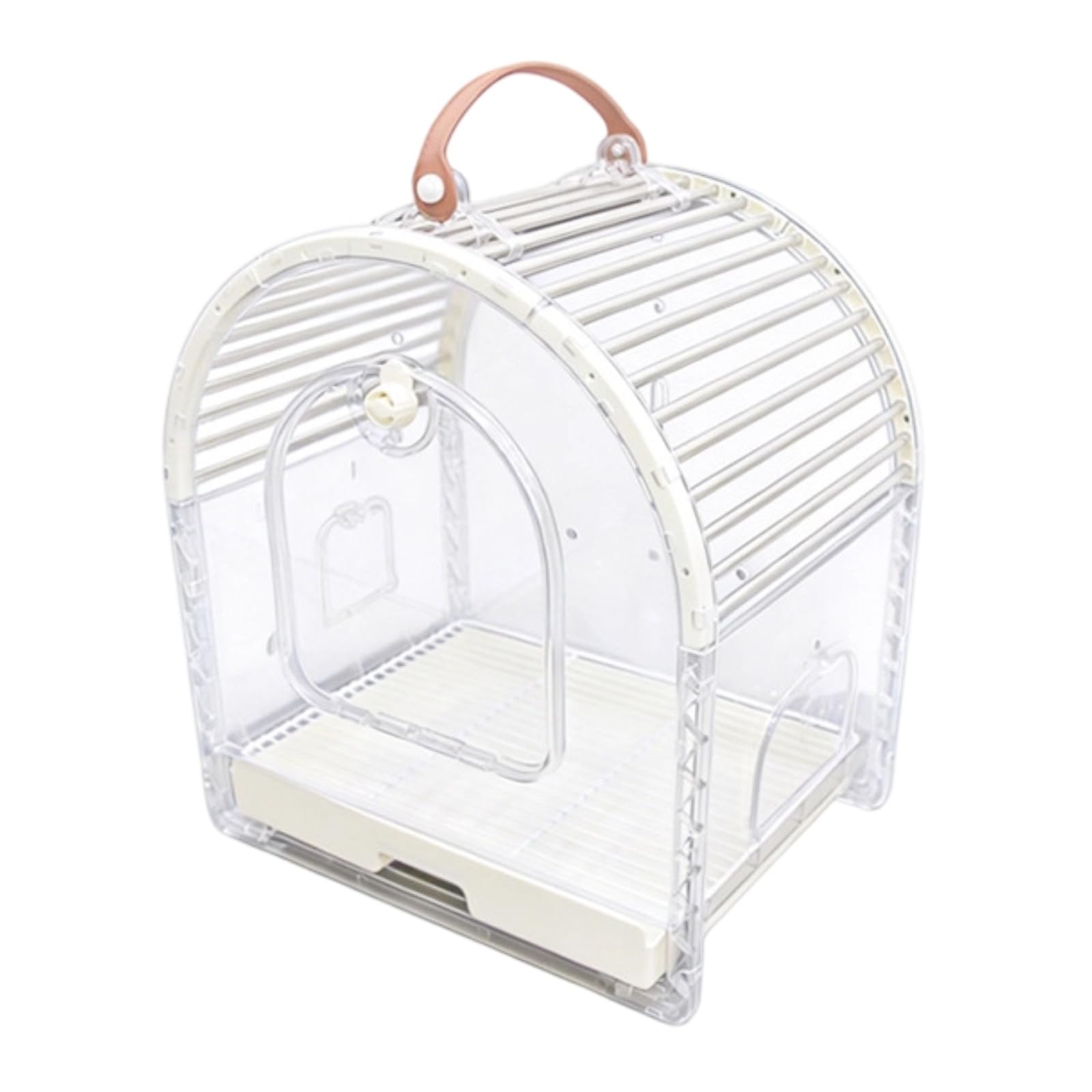 Jaula Viaje con Banja Extraíble Transparente Jaula Viaje con Asa Ligera Transportín Banja Extraíble para Excursiones, Blanco