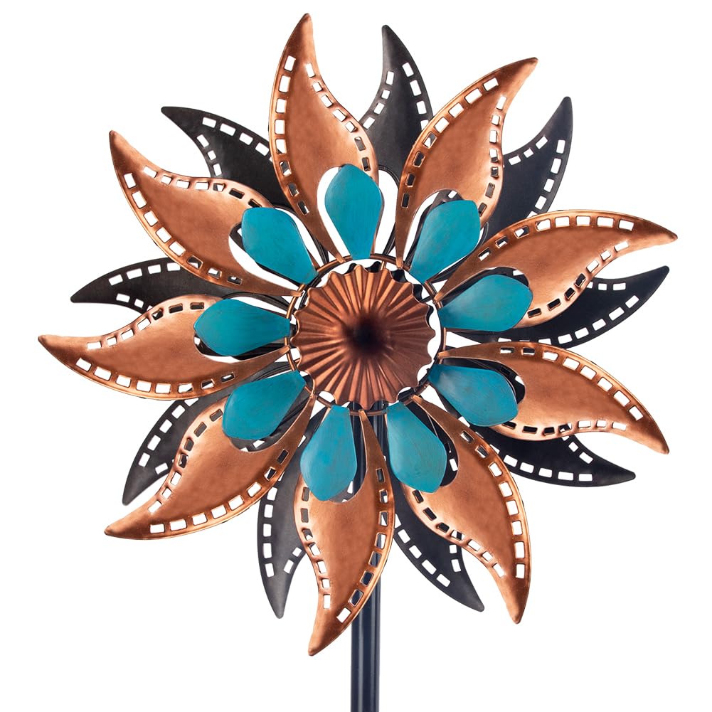 VEWOGARDEN Flower Wind Spinners, Kinetic Wind Sculptures & Spinners Outdoor Metal Wind Spinners for Yard and Garden 62.5 * 13.4 Inches