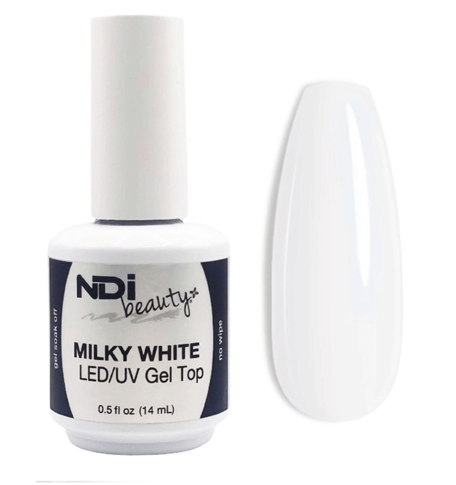 NDI Beauty Milky White (No-Wipe) Gel Top Coat 0.5 Fl Oz