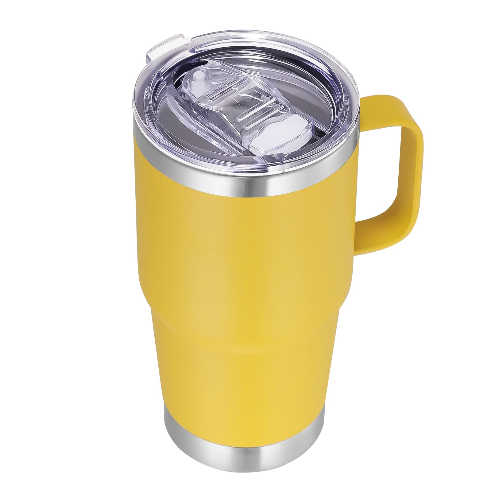 VEGOND 20 oz Tumbler with Handle Lid and Straw, Stainless Steel Insulated Travel Coffee Mug Spill Proof Double Wall Metal Tumbler Cup Keeps Drink Hot and Cold, Yellow 1 Pack