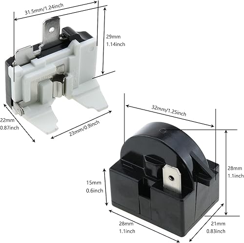 Miniatura 3 de E-outstanding Accesorios para piezas de refrigerador, 1 juego de relé de arranque QP2-4.7 PTC 1 pin 4.7 ohmios y protector de sobrecarga de