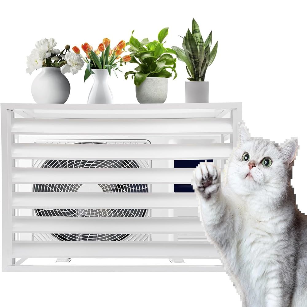 QYMYOZ Aluminum Outdoor Air Conditioner - Freestanding AC Fence Cover for Garden, Patio & Lawn - Weatherproof, White, 47.2"x27.5"x59.1"