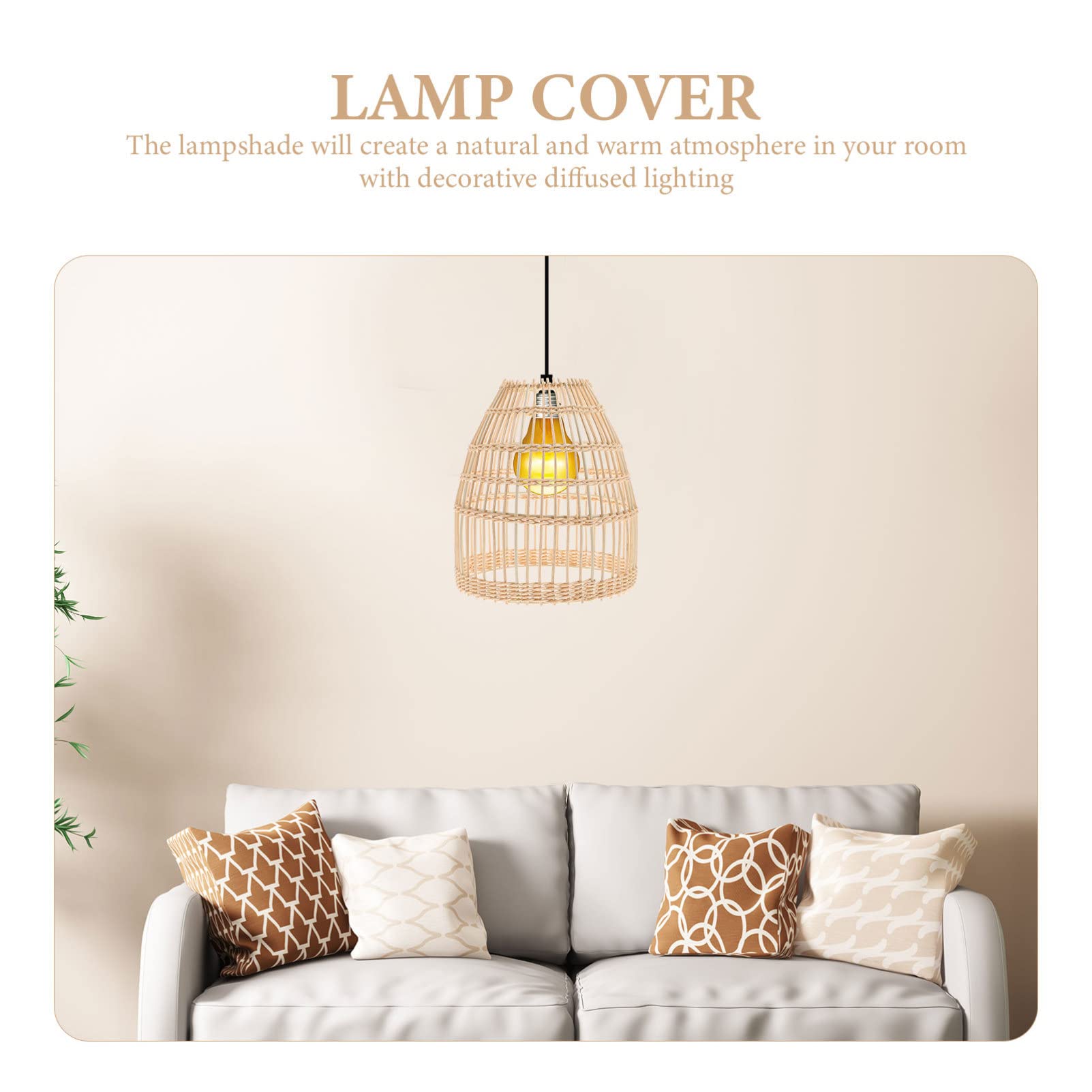 STOBAZA Paralume a sospensione in rattan, copertura per plafoniera, stile bohémien, per casa, camera da letto, ristorante, illuminazione diffusa decorativa naturale, 21 x 19 x 19 cm, confezione da 1