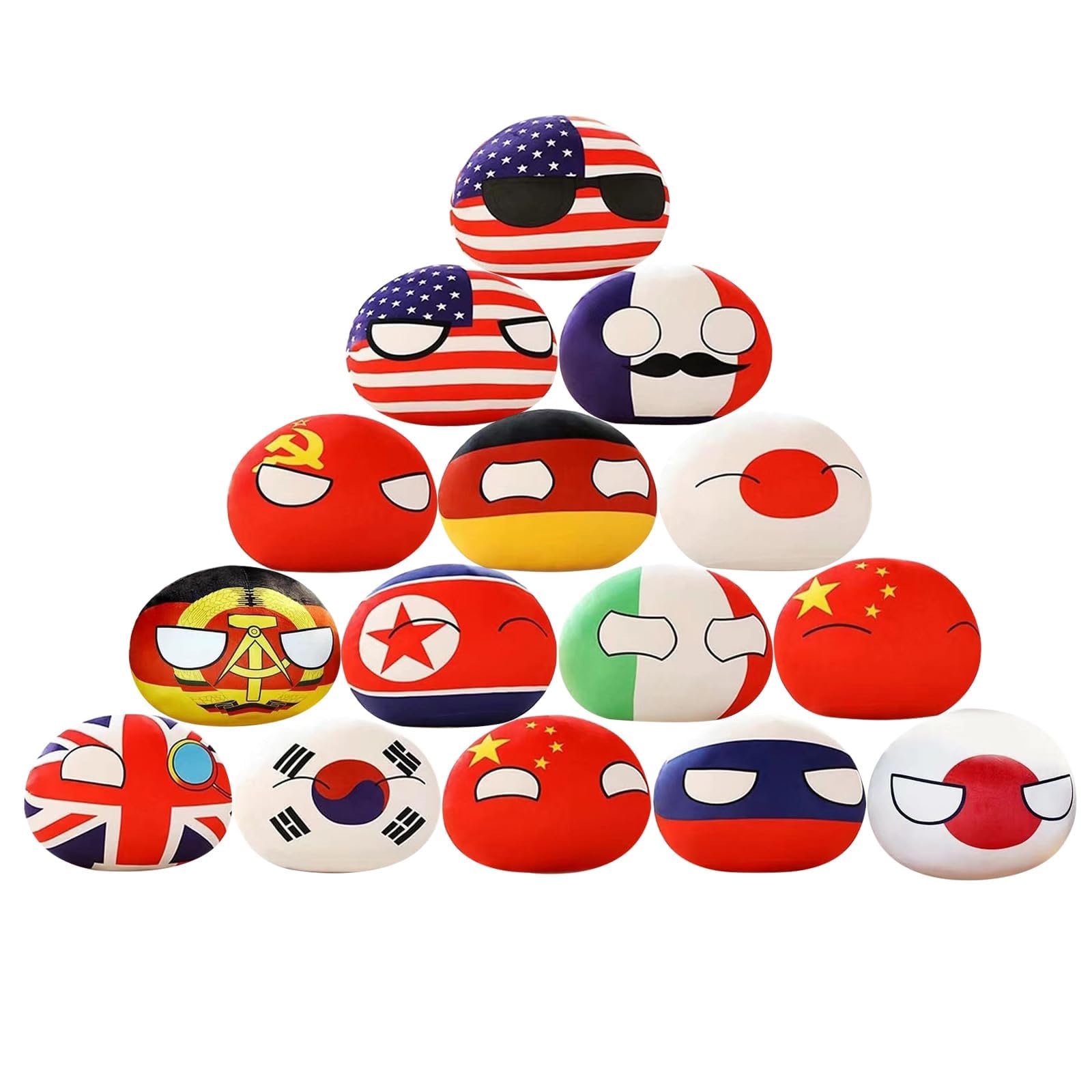 15 Piezas de Peluches de Country Balls, Lindo Llavero de Anime, Mini Colgante de Countryball de 4 Pulgadas, Peluches de Anime para niños y Regalos,C