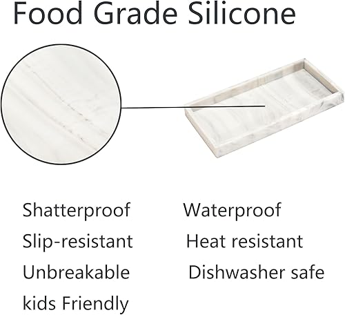 Miniatura 2 de DNC Bandeja de baño, bandeja de tocador de silicona de 7.9 pulgadas para encimera, bandeja de jabón para fregadero de cocina, dispensador de platos,