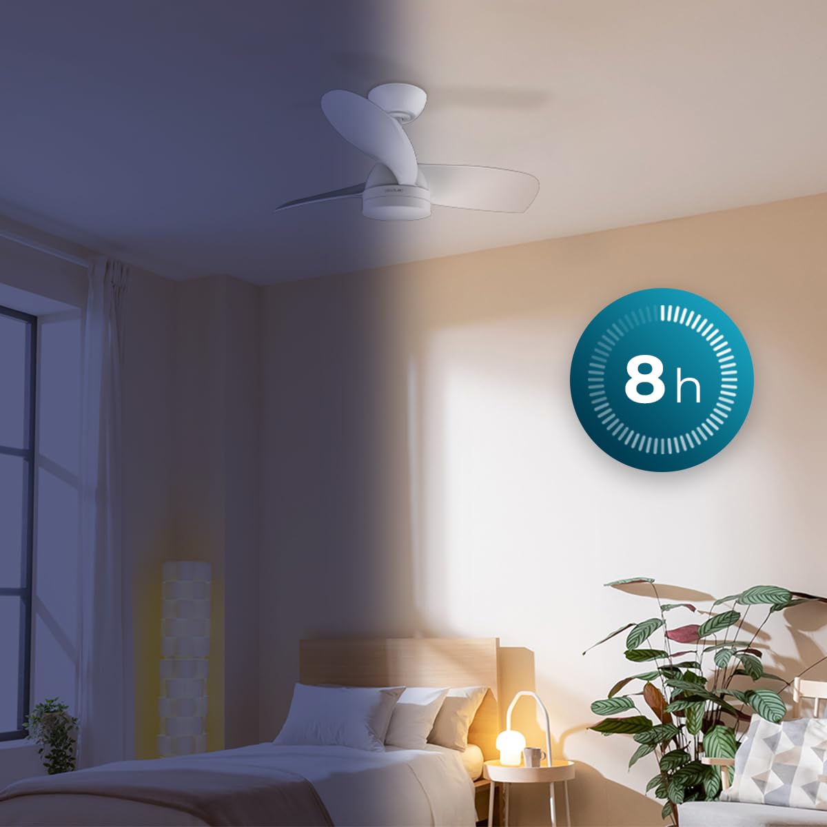 Cecotec Ventilador de Techo con Luz EnergySilence Aero 3050 White. 35 W, Motor DC, Diámetro 36” con luz LED, Mando a distancia, Temporizador, 6 Velocidades y 3 Aspas