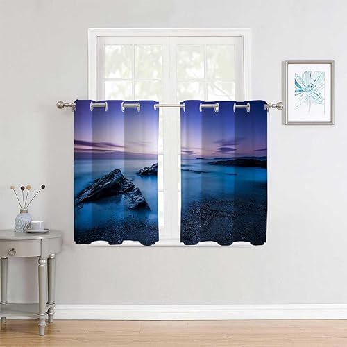 Miniatura 3 de Cortinas para Sala Elegantes Modernas Mar y Cielo Paisaje Acordeón Divisor de Habitaciones Cortinas para Separar Cuartos 63 pulgadas de ancho por 63
