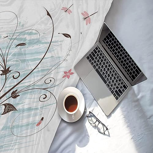 Miniatura 9 de Manta de sofá peluda, manta de bebé de libélula personalizada, imagen de acuarelas de naturaleza floreciente, suave y cálida, 60 x 80 pulgadas,