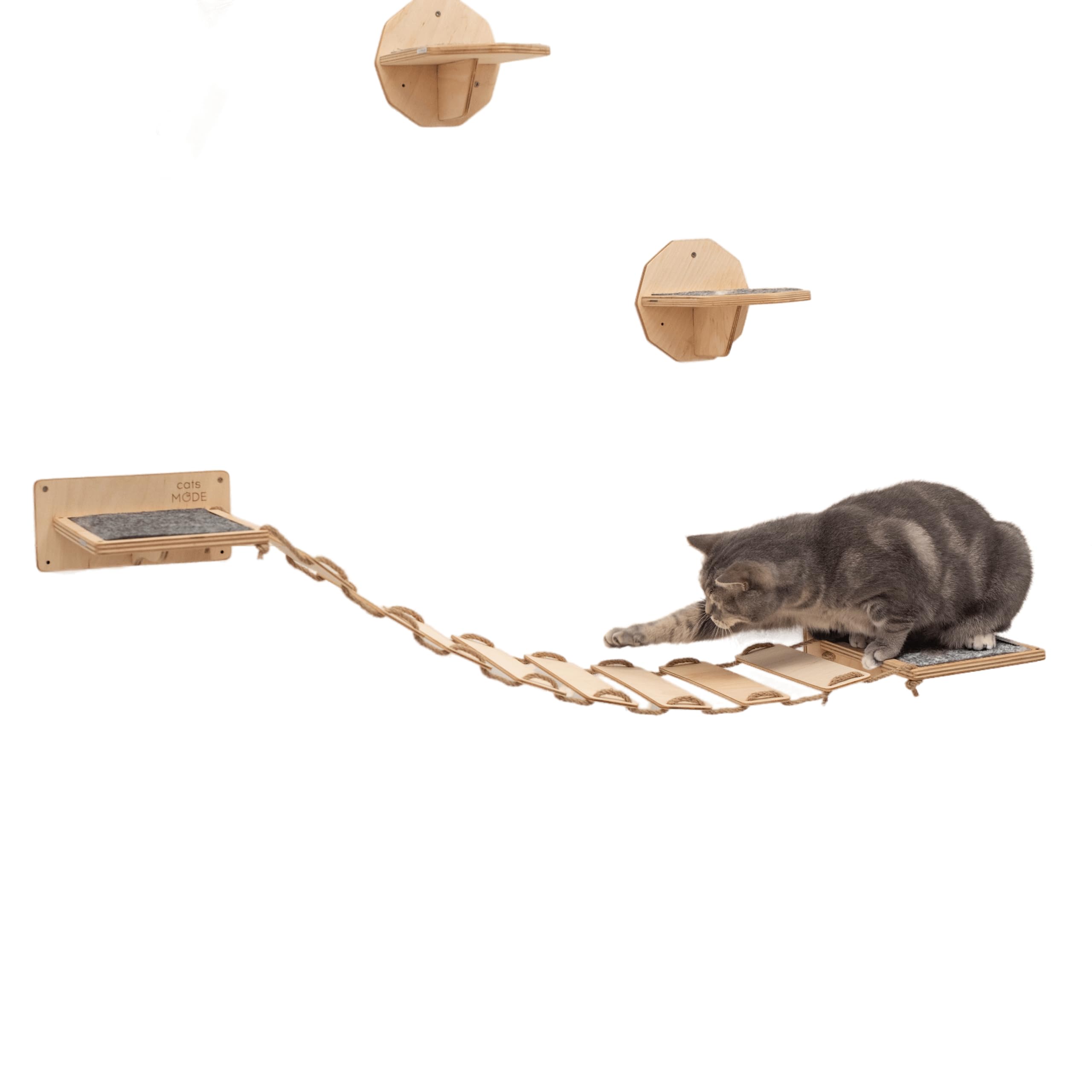 Wood Cat Bridge Cat Steps Cat Bed Wall Cat Toy Rustic Cat Tree Wall Decor Cat Lover Gift New Home Gift Cat Furniture Wall (White, Bridge)