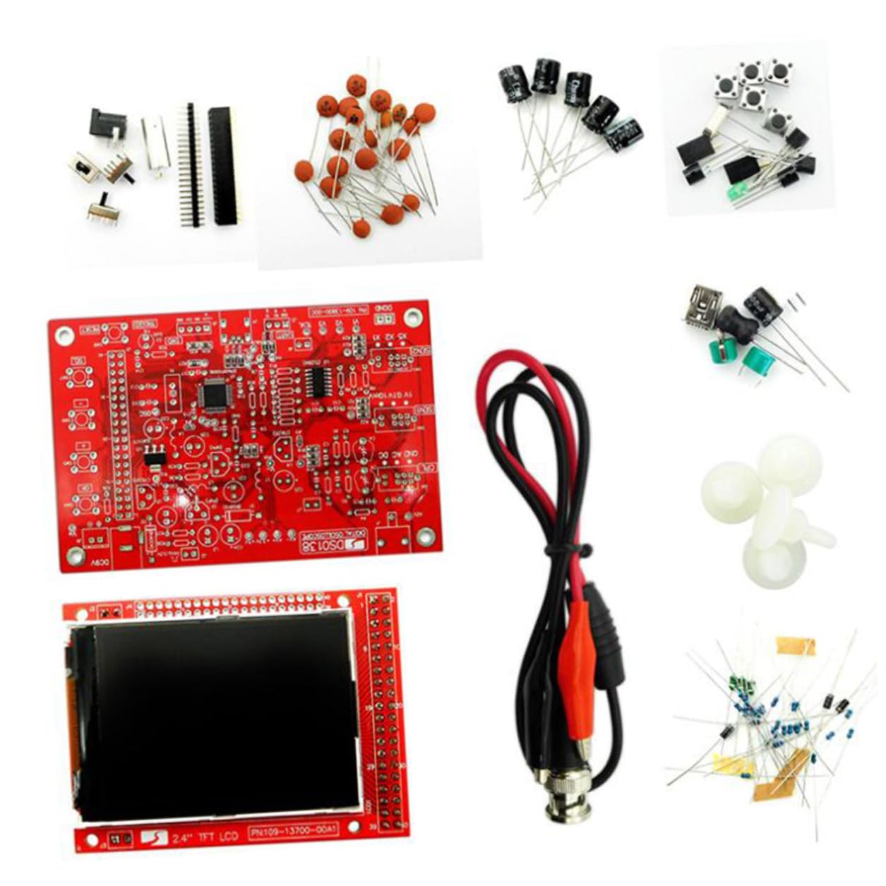 Healeved Kit Oscilloscopio Digitale Stm32f103c8 Schermo Tft 2.4 Pollici, Custodia Acrilica Fai da Te, Funzione Freeze Waveform e Modalità Regolare per Sviluppo Arm