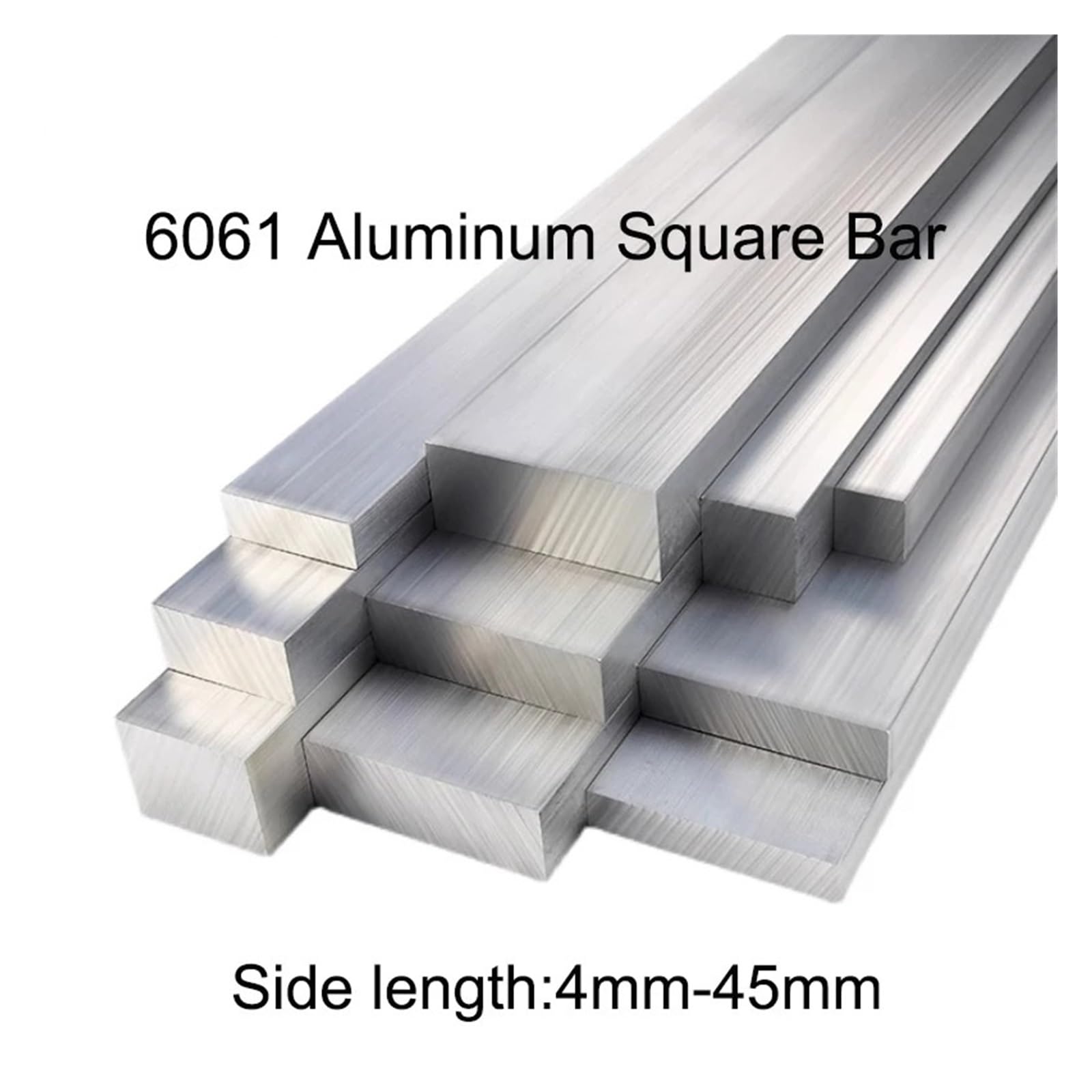 Aluminiowy pręt aluminiowy 6061, płaski i solidny metalowy pręt model DIY, długość 500 mm (20 x 20 mm)