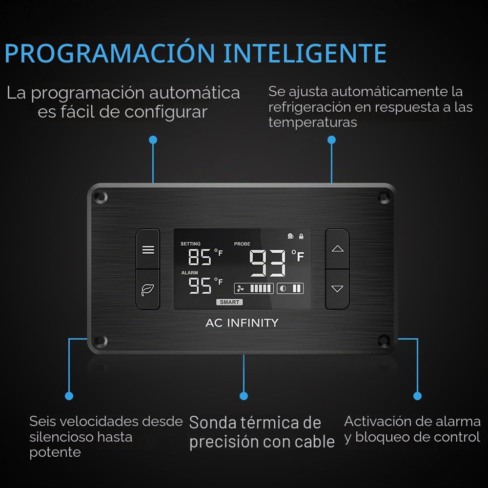 AC Infinity AIRPLATE T3, 16cm sistema de ventilador doble de refrigeración silenciosa de con control de termostato, para gabinetes AV de cine en casa